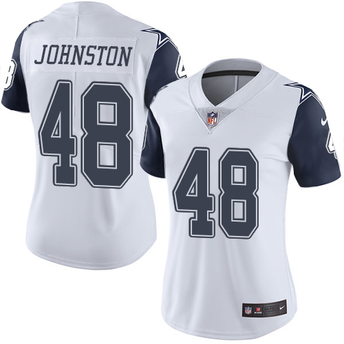 Women's Elite Daryl Johnston Nike Jersey White - #48 Rush NFL Dallas Cowboys